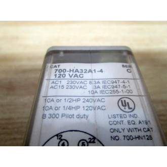 Allen Bradley 700-HA32A1-4-120V AC Relay 700-HA32A1-4-120VAC Series C - New No Box