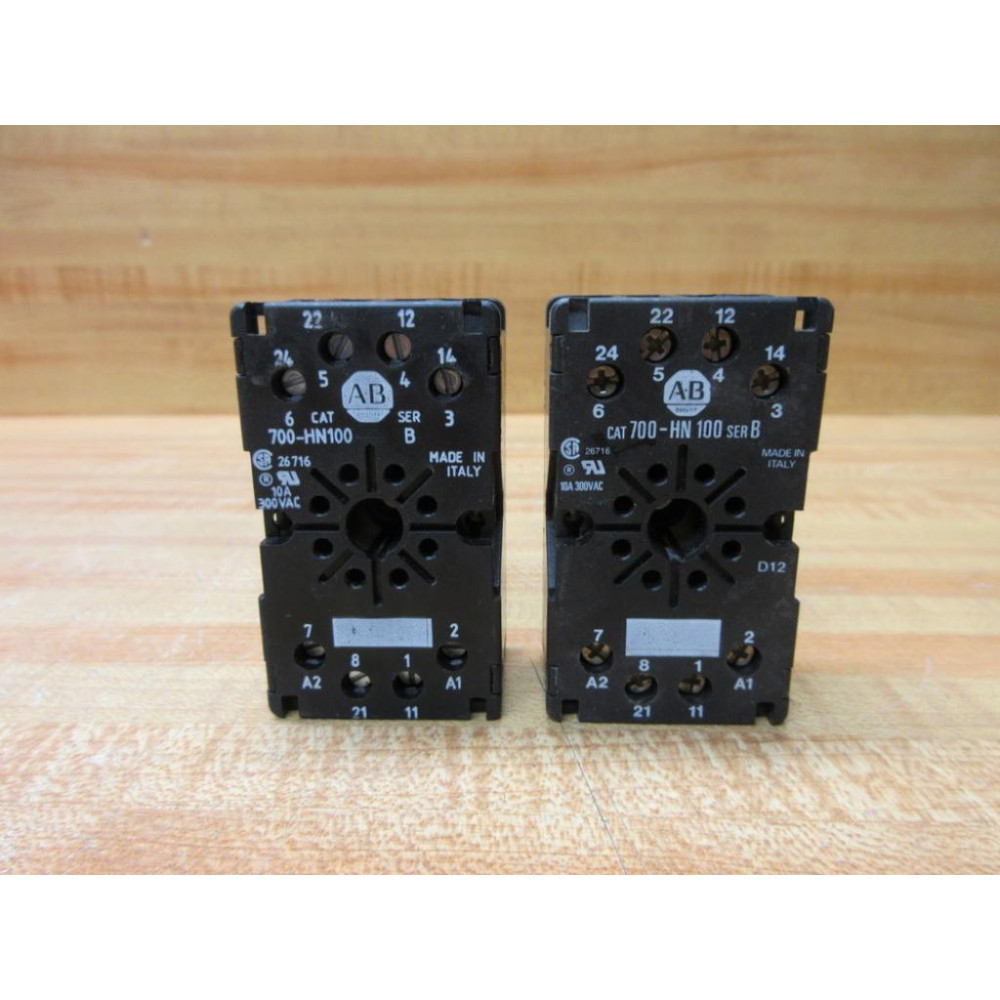 Allen Bradley 700-HN100 Relay Socket  700HN100 Series B (Pack of 2) - Used