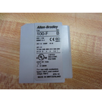 Allen Bradley 100-F Auxiliary Contact 100F 100F-C11Series B - New No Box