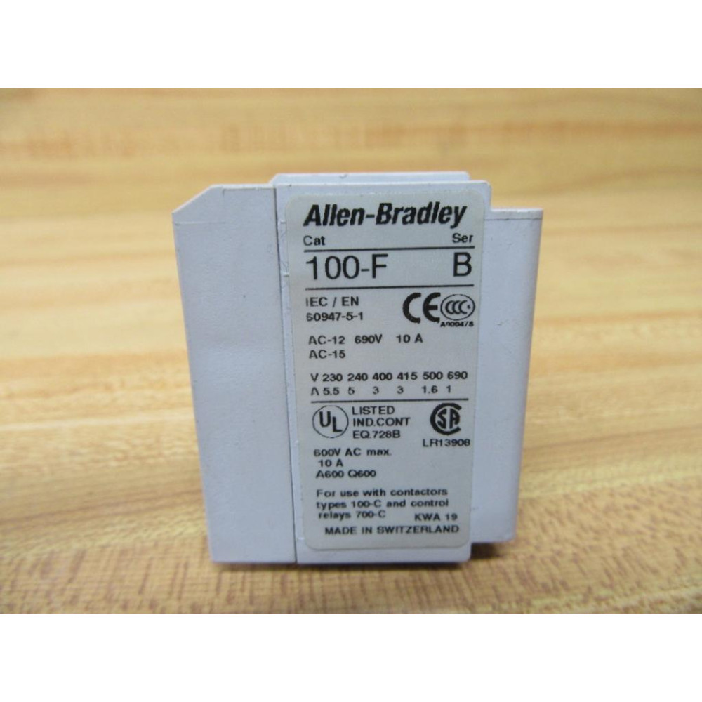Allen Bradley 100-F Auxiliary Contact 100F 100F-A02Series B - New No Box