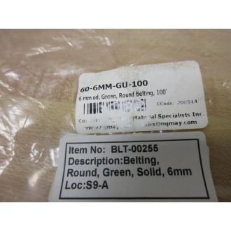 General 60-6MM-GU-100 Green Belting BLT-00255 100' Feet - New No Box