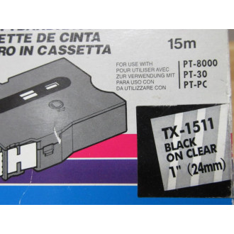 Brother TX-1511 Printer Tape Cassette TX1511 Black On Clear