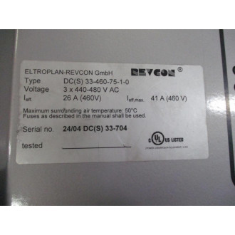 Revcon DC(S) 33-460-75-1-0 Power Inverter Drive DCS334607510 - Used