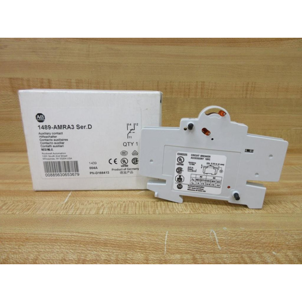 Allen Bradley 1489-AMRA3 Auxiliary Contact 1489AMRA3 Series D