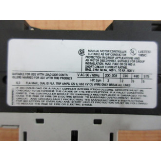 Siemens 3RV1011-1GA10 4.5-6.3A Contactor 3RV10111GA10 - Used