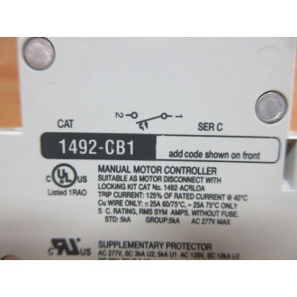 Allen Bradley 1492-CB1G010 1 Amp Breaker 1492CB1G010 Ser. C - New No Box
