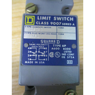 Square D 9007-C62B2 Limit Switch 9007C62B2 - Used