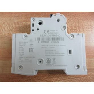 Siemens 5SJ4104-7HG40 Circuit Breaker - New No Box