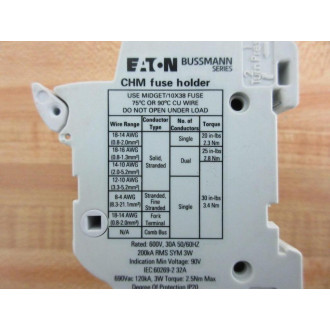 EatonBussmann CHM3DIU Fuse Holder - Used
