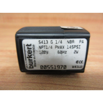 Burkert 5413 G 14 NBR PA Solenoid Valve 00551970 Coil Only - Used