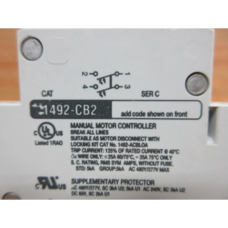 Allen Bradley 1492-CB2-G010 Circuit Breaker 10A 1492CB2G010 - Used