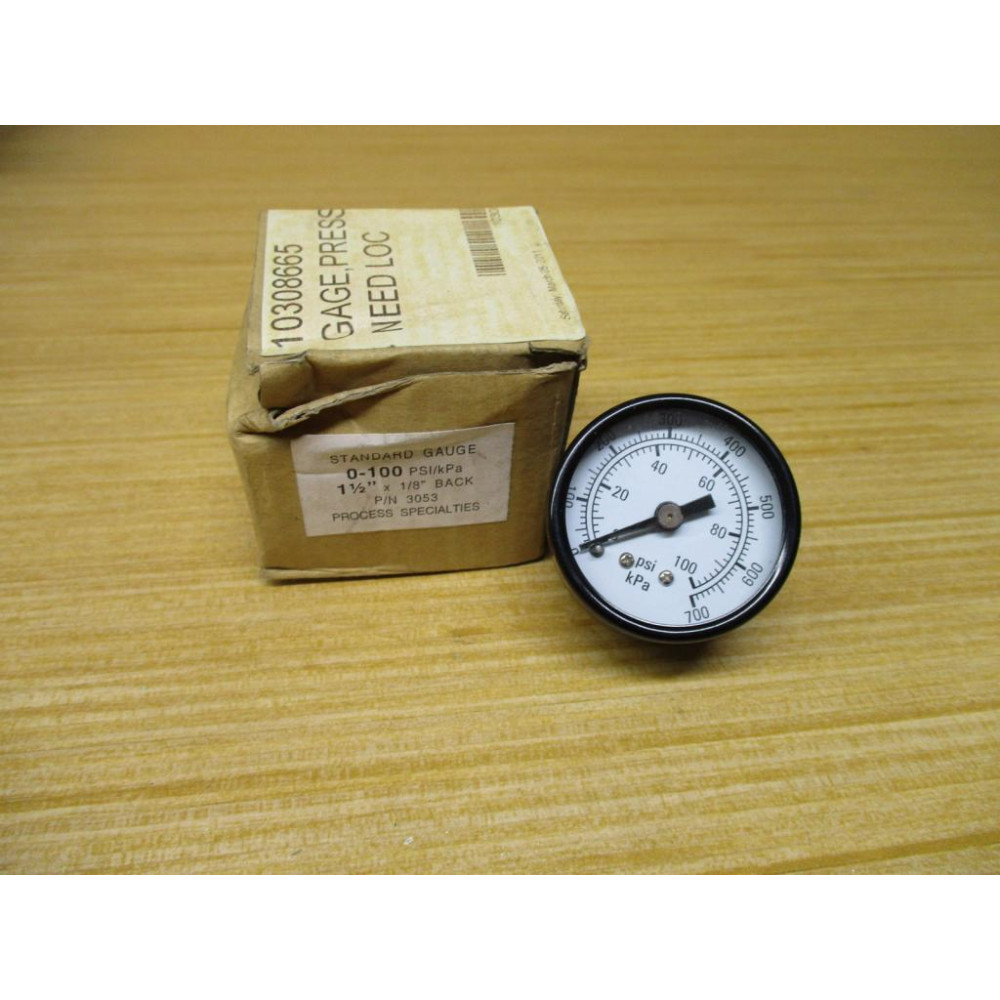 Process Specialties 3053 Standard Gauge 0-100 PSI