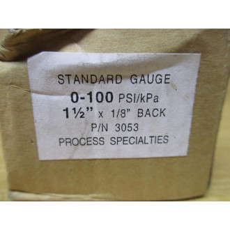 Process Specialties 3053 Standard Gauge 0-100 PSI