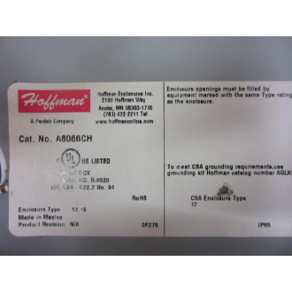 Hoffman A-8066CH Enclosure Jic Box A8066CH - Used