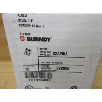 Burndy K2A25U Terminal Lug Connector (Pack of 12)