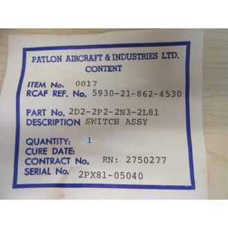 Micro 2D2-2P2-2N3-2L81 Aviation Switch Assembly