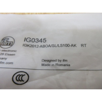 IFM Efector IGK2012-ABOASLLS100-AK RT Sensor IG0345