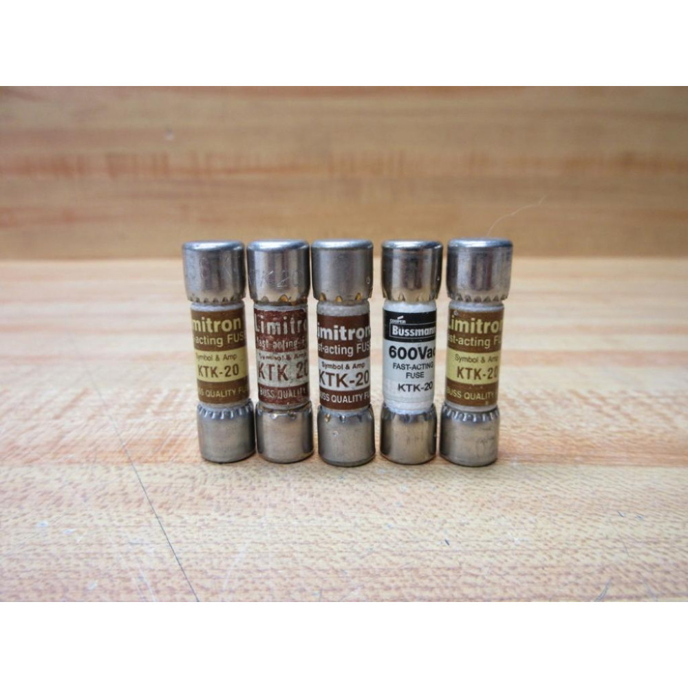 Buss KTK-20 Bussmann Fuse Cross Ref 4XC44 (Pack of 5) - New No Box