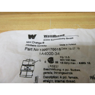 WoodheadMolex 1300170015 Mini Change Connector 1A4000-34