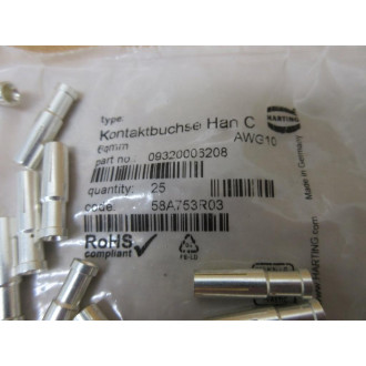 Harting 09320006208 Crimp Contact (Pack of 25)