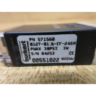 Burkert 571568 Solenoid Valve 012-01,6-CF-24GR - New No Box