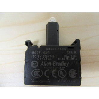 Allen Bradley 800F-N3G Green Light Module 800FN3G Series B 17mA