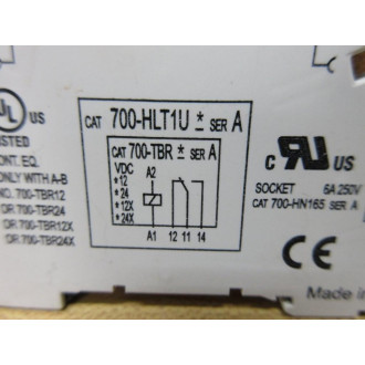 Allen Bradley 700-HLT1U Terminal Block Relay 700HLT1U* With 700-TBR24 Ser. A (Pack of 3) - Used