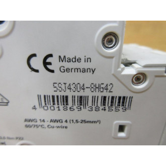 Siemens 5SJ4304-8HG42 Circuit Breaker 5SJ43048HG42 Broken Din Rail Mount - Used