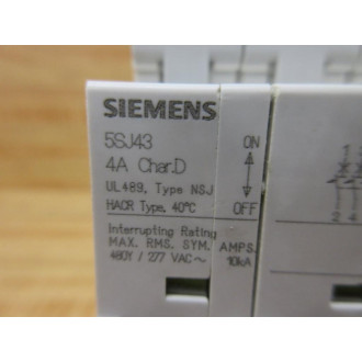 Siemens 5SJ4304-8HG42 Circuit Breaker 5SJ43048HG42 Broken Din Rail Mount - Used