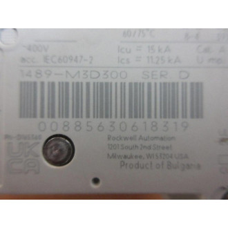 Allen Bradley 1489-M3D300 Circuit Breaker 1489M3D300 - Used