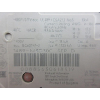 Allen Bradley 1489-M3D300 Circuit Breaker 1489M3D300 - New No Box