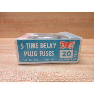 Eagle 670-20 Glass Plug Fuse 20A-125VAC (Pack of 5)