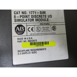 Allen Bradley 1771-SIM Simulator Module 1771SIM 96042072 - Used