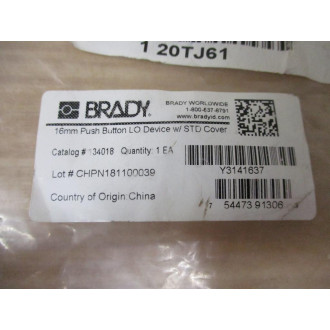 Brady 134018 Push Button Safety Cover