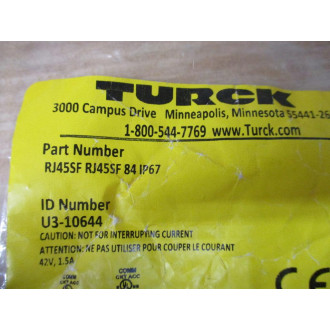Turck RJ45SF RJ45SF 84 IP67 Ethernet Receptacle U3-10644