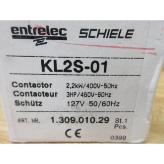 Entrelec Schiele KL2S-01 Contact Control Relay 1-309-010-29