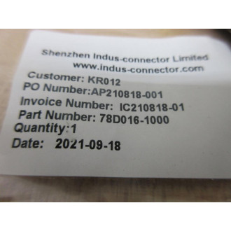 Shenzhen Indus-Connector Limited 78D016-1000 Single Ended Cable 78D0161000