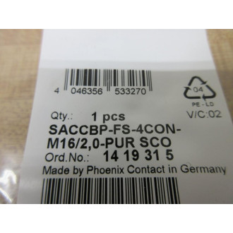 Phoenix Contact SACCBP-FS-4CON-M162,0-PUR SCO Single End Cable