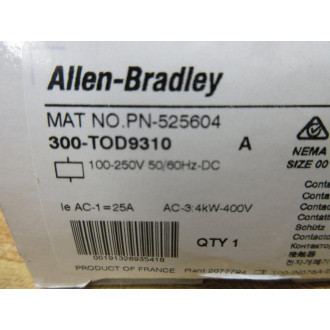 Allen Bradley 300-TOD9310 Contactor 300TOD9310