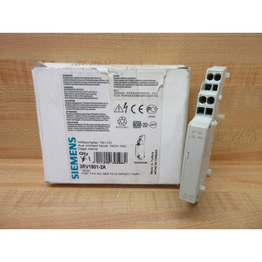 Siemens 3RV1901-2A Auxiliary Contact Block 3RV19012A