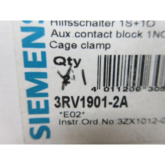 Siemens 3RV1901-2A Auxiliary Contact Block 3RV19012A