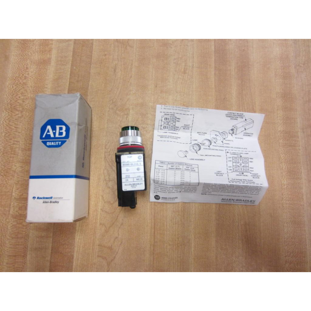 Allen Bradley 800MR-QL24GS Green Pilot 800MRQL24GS