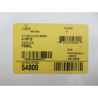 Hoffman A-14P12 Back Panel A14P12