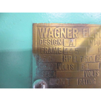 Wagner 26E116J190 Motor 50HP 1750RPM Frame 445 Job 21073 - Refurbished