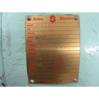 Warner Electric 444171750113 Motor 50HP 1750RPM Job 99-1-635 - Refurbished