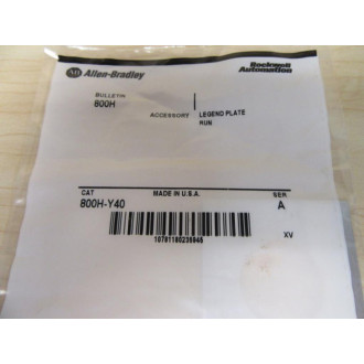 Allen Bradley 800H-Y40 Legend Plate