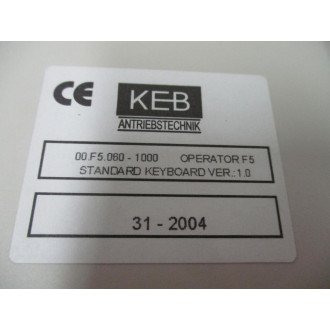 KEB 00.F5.060-1000 Operator F5 Standard Keyboard 00F50601000 - New No Box
