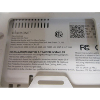 Clare One CLR-C1-PNL1 Alarm System Panel Requires Factory Reset - New No Box