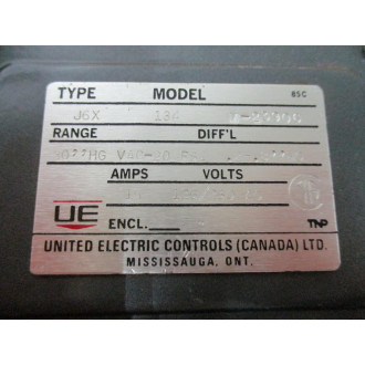 United Electric Controls J6X-134 Pressure Switch J6X134 - New No Box