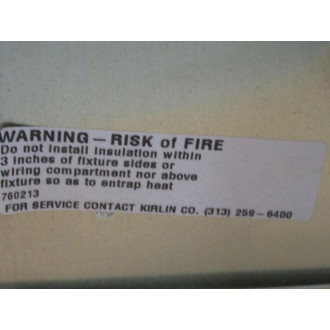 Kirlin FRR-07007-39 Emergency Light Fixture CA1DM - New No Box